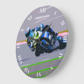 Watercolor Motorcycle Rider Circle Racing Sketch Grote Klok (Hoek)