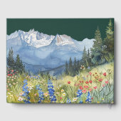 Watercolor Mountain Floral Emerald Green Wedding Gastenboek (Achterkant)