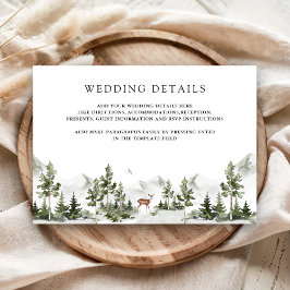 Watercolor Mountain Forest Deer Wedding Details Informatiekaartje