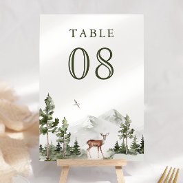 Watercolor Mountain Forest Deer Wedding Kaart