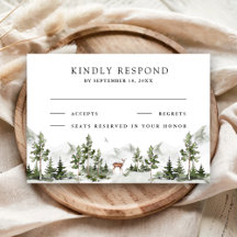 Watercolor Mountain Forest Deer Wedding