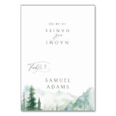Watercolor Mountain Forest Foldable Place Card Kaart (Voorkant)