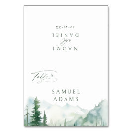 Watercolor Mountain Forest Foldable Place Card Kaart