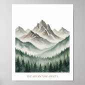 Watercolor Mountain Forest Poster (Voorkant)