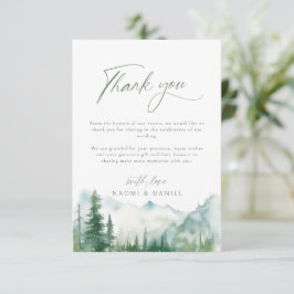 Watercolor Mountain Forest Rustic Wedding Bedankkaart