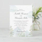Watercolor Mountain Forest Wedding Invitation Kaart (Staand voorkant)