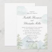 Watercolor Mountain Forest Wedding Invitation Kaart (Voorkant / Achterkant)