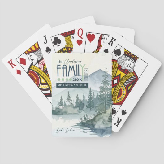 Watercolor Mountain Lake Family Reunion ID1128 Pokerkaarten (Achterkant)