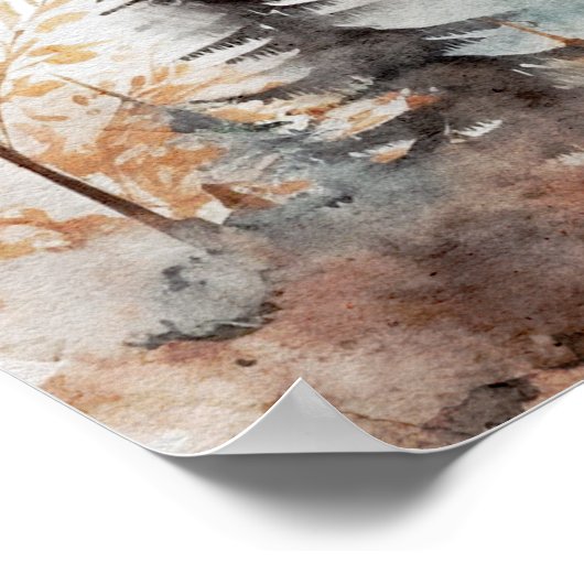 Watercolor Mountain Probediner Welkom Poster (Hoek)