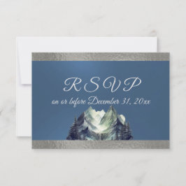 Watercolor Mountain & Ribbon Blue 2 RSVP Kaartje