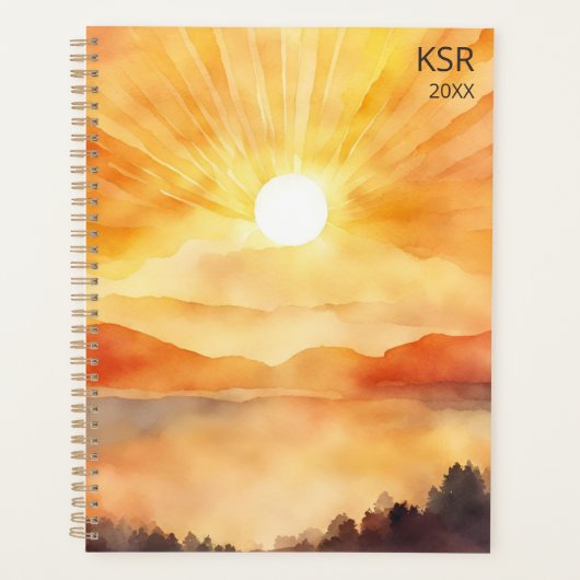 Watercolor Mountain Sunset Planner (Voorkant)