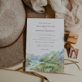 Watercolor Mountain | Waterton Lakes Wedding Kaart