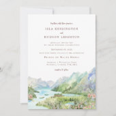 Watercolor Mountain | Waterton Lakes Wedding Kaart (Voorkant)