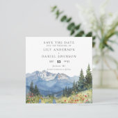 Watercolor Mountain Wildflower Floral Wedding Save The Date (Staand voorkant)