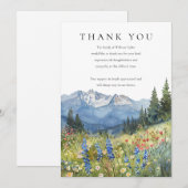 Watercolor Mountain Wildflower Funeral Bedankkaart (Voorkant / Achterkant)