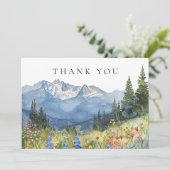 Watercolor Mountain Wildflower Funeral Photo Bedankkaart (Staand voorkant)