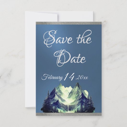 Watercolor Mountains 2 Blue 2 Save The Date (Voorkant)