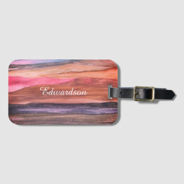 Watercolor Mountains Bergbereik Landschap Script N Bagagelabel