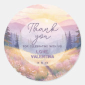 Watercolor Mountains Nature Birthday Thank You Ronde Sticker (Voorkant)