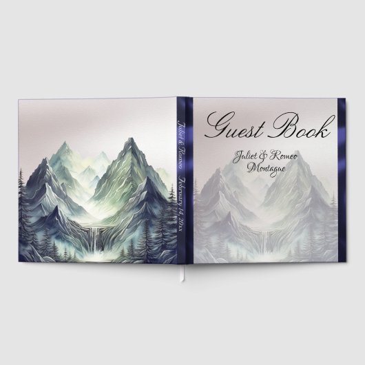 Watercolor Mountains Wedding Large Gastenboek (Volledig)