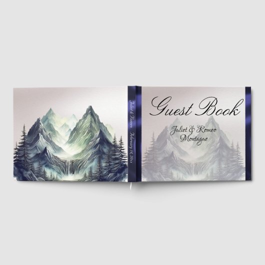 Watercolor Mountains Wedding Medium Gastenboek (Volledig)