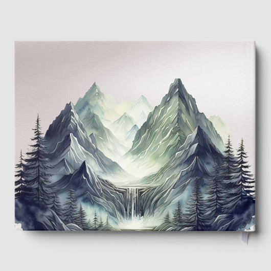 Watercolor Mountains Wedding Medium Gastenboek (Achterkant)