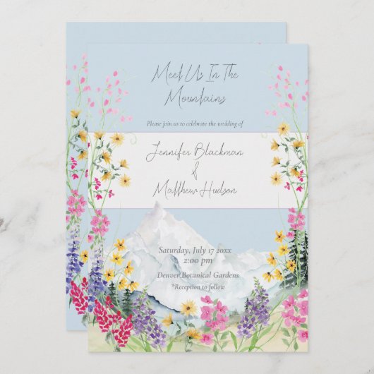 Watercolor Mountains with Wildflower Frame Kaart (Voorkant / Achterkant)