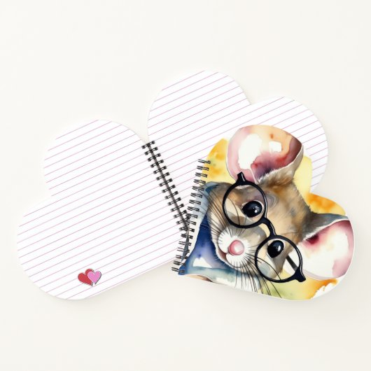 Watercolor Muis Met Bril Notitieboek (Binnen)