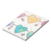 Watercolor multicolor hearts notepad notitieblok (Linkerzijde)