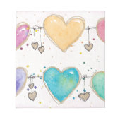 Watercolor multicolor hearts notepad notitieblok (Voorkant)