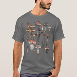 Watercolor Mushrooms Fungi Cottagecore Goblincore  T-shirt