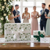 Watercolor Muted Green Blooming Shamrocks Cadeaupapier