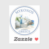 Watercolor Mykonos Greece Dreamscape Sticker (Vel)