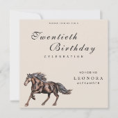 Watercolor Mysterieus Paard ELKE Verjaardagsfeestj Kaart (Voorkant)