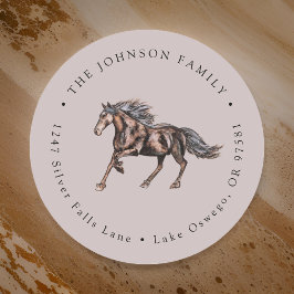 Watercolor Mystiek Paard Retouradres Ronde Sticker