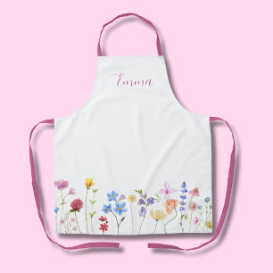 Watercolor Naam Wilde Bloem Minimalistische Boho  Schort