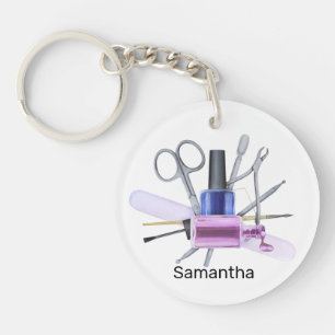 Watercolor Nagelsalon Gepersonaliseerde Nagellak Sleutelhanger