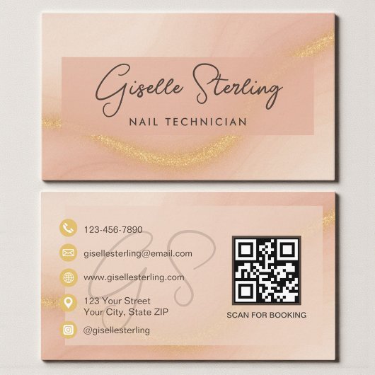 Watercolor Nageltechnicus QR-code Visitekaartje
