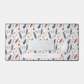 Watercolor Name Boho Feather Floral Personalized Bureaumat (Keyboard & Muis)