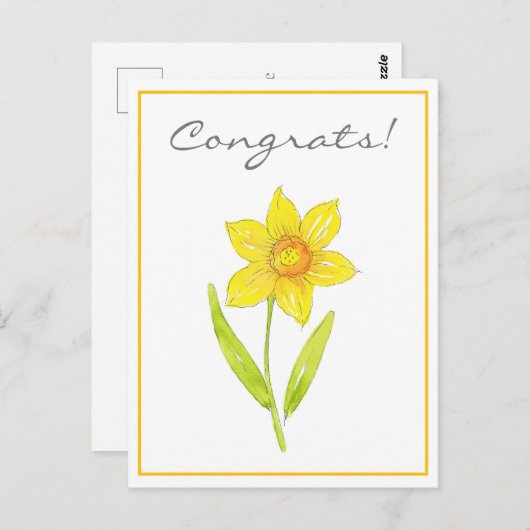 Watercolor Narcis 2 Briefkaart (Voorkant / Achterkant)