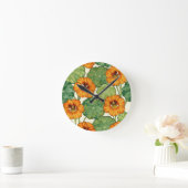 Watercolor Nasturtium Floral Pattern Ronde Klok (Huis)