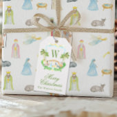 Watercolor Nativity Monogram Crest Christmas Cadeaulabel
