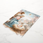 Watercolor Nativity Scene Folie Feestdagenkaart (Gedraaid)