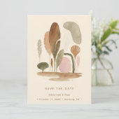 Watercolor Natural Harmonious Organic Shapes Save The Date (Staand voorkant)