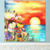 Watercolor Nature Sunrise Canvas Print (Insitu (Houten vloer))