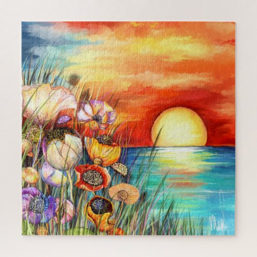 Watercolor Nature Sunrise Puzzle Legpuzzel (Verticaal)