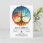 Watercolor Natuur Levensboom Verjaardag Kaart (Staand voorkant)