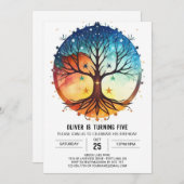 Watercolor Natuur Levensboom Verjaardag Kaart (Voorkant / Achterkant)