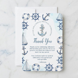 Watercolor Nautical Anchor Birthday Thank You Card Bedankkaart
