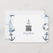 Watercolor Nautical Anchor QR Code RSVP Kaartje (Achterkant)